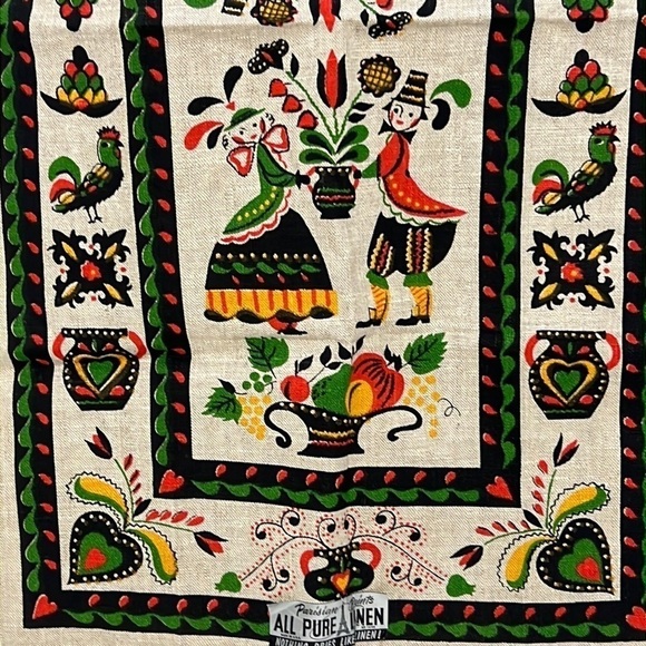 Parisian Prints Linen Table Runner Vintage Dutch Design - Picture 3 of 6